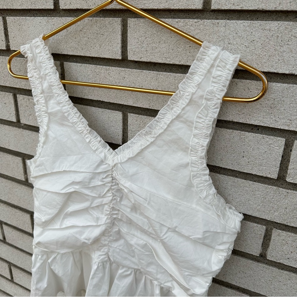 NWT Anthropologie Sunday in Brooklyn Ruffled Peplum White Tank - Picture 9 of 14